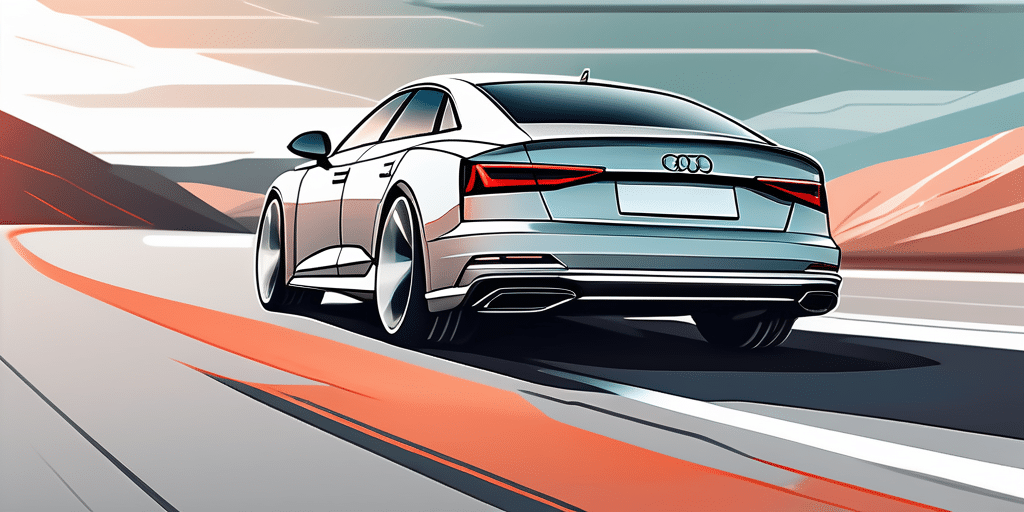 Audi auf offener Strasse, zeigt elegantes Design und lebendige Geschwindigkeit mit dynamischen Modifikationen.